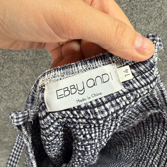 Ebby Andi Dress Women 14 Black Plaid Shift Short Sweetheart Button Sleeveless - Picture 5 of 6